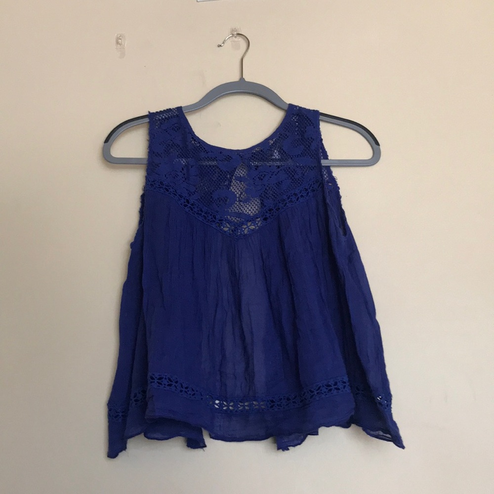 Free People Cobalt lace Top